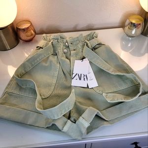 ZARA Women's Paperbag Shorts 32/US 0 NWT